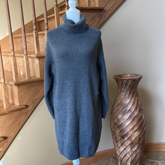 NWT KAREN KANE RELAXED FIT RIBBED SWEATER DRESS GRAY SIZE SMALL OVERSIZED - Picture 4 of 14